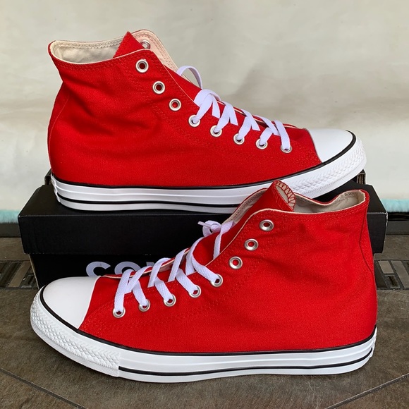 CONVERSE CTAS HI ENAMEL RED/WHITE/BLACK MENS - Picture 2 of 15